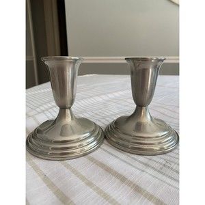 Pair of Reed & Barton Pewter Classically Designed Candlestick Holders P214